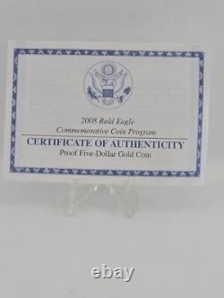 2008 Bald Eagle Commemorative Proof $5 Gold Coin 8.36 grams
