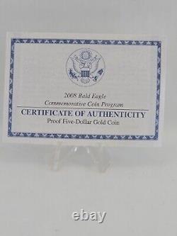 2008 Bald Eagle Commemorative Proof $5 Gold Coin 8.36 grams