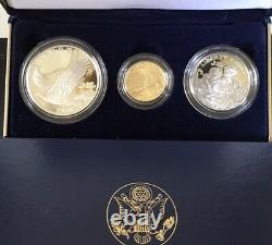 2008 Bald Eagle Gold And Silver 3 Piece Commemorative Proof Set withbox & US COA