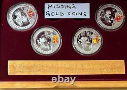 2008 Beijing Olympic Commemorative 4 Silver Coins Set Box & Coa (no Gold Coins)