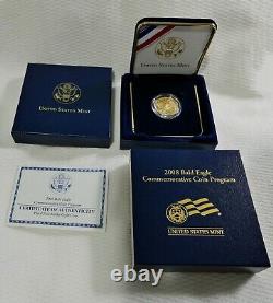 2008 Us Mint Proof Commemorative Eagle $5 Gold 1/4 Oz Coin With Box & Coa