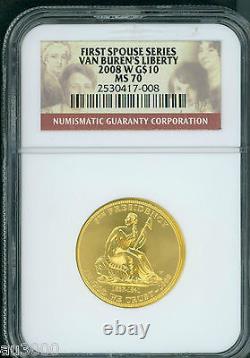 2008-W $10 GOLD COMMEMORATIVE FIRST SPOUSE Van Buren's Liberty NGC MS70 MS-70