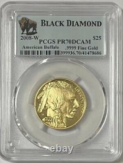 2008 W $25 Gold Buffalo Black Diamond PCGS PR70DCAM
