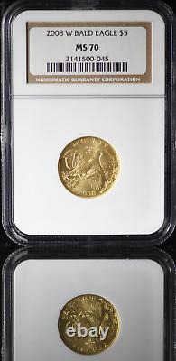 2008-W $5 Gold Bald Eagle Commemorative Coin NGC MS 70 Rare Perfect MS 70