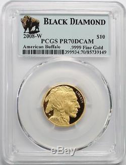2008 W American Gold Buffalo Black Diamond 4 Coin Proof Set PCGS PR70DCAM