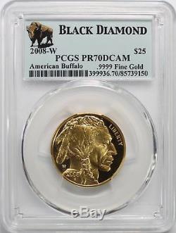 2008 W American Gold Buffalo Black Diamond 4 Coin Proof Set PCGS PR70DCAM