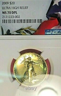 2009 $20 1 Oz Gold Ultra High Relief Uhr Ngc Ms-70 Dpl Deep Mirror Ogp And Book