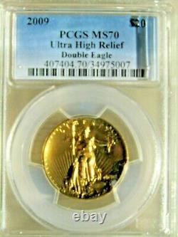 2009 $20 ULTRA HIGH RELIEF DOUBLE EAGLE GOLD COIN PCGS MS70 Beautiful Coin