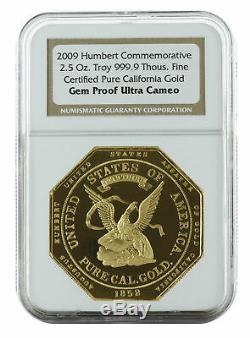 2009 2.5oz Humbert Commemorative Gold Ingot Gem Proof NGC California Gold