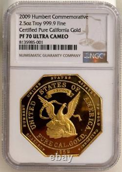 2009 2.5oz Octagonal. 9999 Gold Humbert Commemorative Restrike NGC PR70 Pop 10