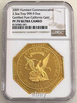 2009 2.5oz Octagonal. 9999 Gold Humbert Commemorative Restrike NGC PR70 Pop 10