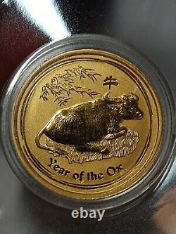 2009 Australia 1/10 Oz Year of the Ox Gold Coin BU in Capsule Rare S/121