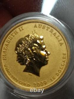 2009 Australia 1/10 Oz Year of the Ox Gold Coin BU in Capsule Rare S/121