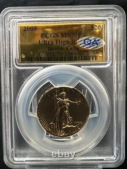 2009 St Gauden Double Eagle Ultra High Relief $20 Gold PCGS MS70 PL'QA Assured