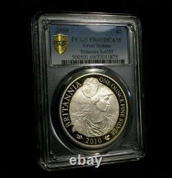 2010 Britannia PCGS PR69 DCAM Great Britain 1 oz Silver Coin Gold Shield UK £2