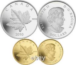 2010 Set of 2 Piedfort Reverse-Prf Coins 1oz Fine Silver and 1/5oz Gold(12728)