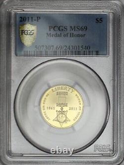 2011-P $5 Medal of Honor Commemorative 99.99% Pure Gold MS69 Uncirculated