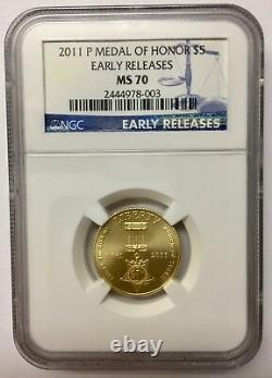 2011-P US Gold $5 Medal of Honor Commemorative NGC MS70 Early Releases