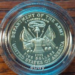 2011 U. S. Army Commemorative $5 Gold Proof Coin Box & CoA