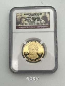 2011-W $10 GOLD COMMEMORATIVE 1/2 Oz. FIRST SPOUSE ELIZA JOHNSON NGC MS70 MS-70