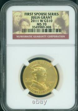 2011-W $10 GOLD COMMEMORATIVE 1/2 Oz. FIRST SPOUSE JULIA GRANT NGC MS70 MS-70