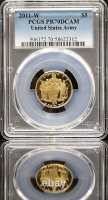 2011 W United States Army $5 Gold Proof Coin. 2419 oz PCGS Prefect PF70DCAM