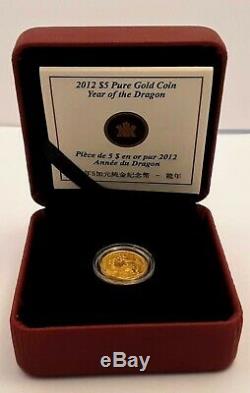 2012 Canadian $5 1/10 Oz. 9999 Gold Year of the Dragon