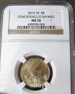2012-W Gold $5 Star-Spangled Banner Commemorative Coin NGC MS70, Low Mintage