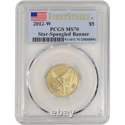 2012-W US Gold $5 Star-Spangled Banner Commemorative BU PCGS MS70 First Strike