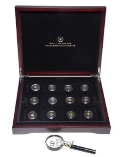 2012 World's Smallest Gold Coins Collection 12-Coin Pure Gold Set with Magnifier