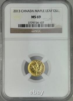 2013 Canada Gold Maple Leaf 1/20oz $1 Gold Coin NGC MS69