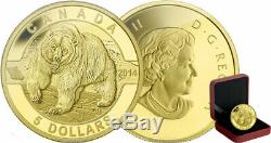 2013 Gold Grizzly Bear O Canada' Proof $5 Gold Coin. 9999 Fine