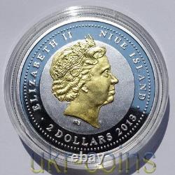 2013 Niue $2 Kazakhstan First President Day 1 Oz Silver Gold Gilded Coin Rare