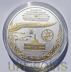 2013 Niue $2 Kazakhstan First President Day 1 Oz Silver Gold Gilded Coin Rare