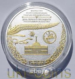 2013 Niue $2 Kazakhstan First President Day 1 Oz Silver Gold Gilded Coin Rare