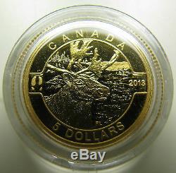 2013 Proof $5 O Canada #3-Caribou. 9999 gold 1/10oz COIN & COA ONLY