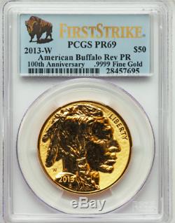 2013 W $50 Dollar Reverse Proof 1 oz GOLD Buffalo coin PCGS PR69 FIRST STRIKE