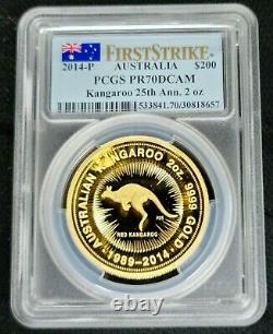 2014 Australia Gold 200 Dollars Kangaroo Pcgs Pr 70 Dcam Only 250 Minted 2 Ozs