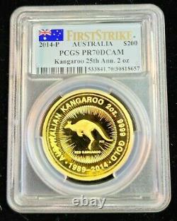 2014 Australia Gold 200 Dollars Kangaroo Pcgs Pr 70 Dcam Only 250 Minted 2 Ozs