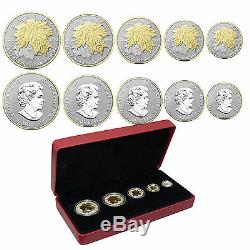 2014 Canadian Silver Maple Leaf Fractional Coin Set (Gold Gilded) OGP + COA