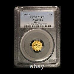 2014 Perth Mint Australia $5 Gold Year of the Horse PCGS MS 69 Free Ship USA