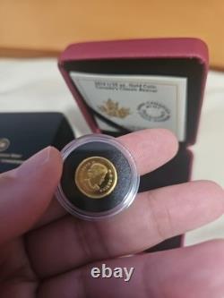 2014 Royal Canadian Mint 1/25 Oz Canada's Classic Beaver Gold Coin In Box & COA