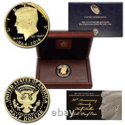 2014-W 50c Gold Kennedy Proof with Original Mint Box & Certificate of Authenticity
