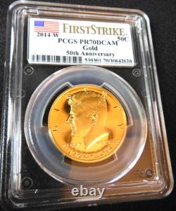 2014-W 50th Anniversary John Kennedy PR70 Gold Coin Commemorative First Strike