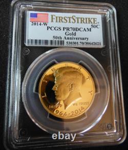 2014-W 50th Anniversary John Kennedy PR70 Gold Coin Commemorative First Strike