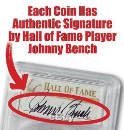 2014-W $5 Gold Baseball Coin PCGS PR70 Hand-Signed By Johnny Bench