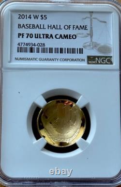 2014 W $5 Gold Baseball Hall Of Fame Proof Coin NGC PF70 Ultra Cameo