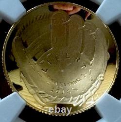 2014 W $5 Gold Baseball Hall Of Fame Proof Coin NGC PF70 Ultra Cameo