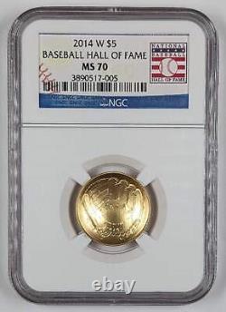 2014 W $5 Gold Baseball Hall of Fame NGC MS 70