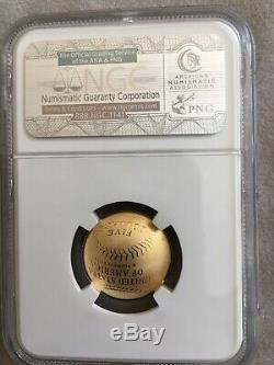 2014 W $5 Gold PF70 Baseball Hall Of Fame Commemorative Coin